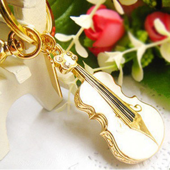 Wholesale creative U disk personalized keychain with crystal violin