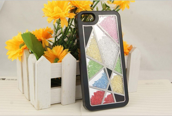 The new iPhone5 Swarovski Diamond Case 5S-generation mobile phone protective shell rainbow diagonal stripes