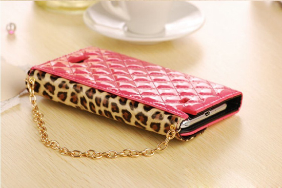 Korean leopard patent leather mobile phone protector wallet leather lanyards