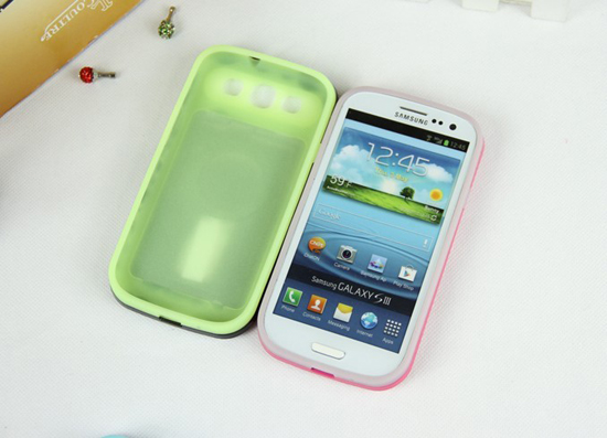 Korean hit color Samsung i9300 i9308 silicone phone case with stand wholesale noctilucent protective shell