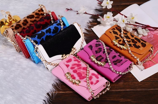 IPHONE5 Leopard leather holster IPHONE5/5S lanyards leather wallet phones Apple protective sleeve