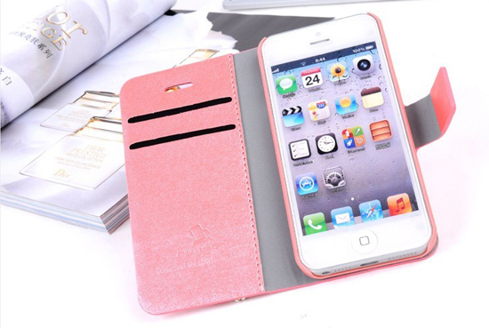 The new Apple phone shell iPhone5/5S silk diamond pattern leather protective sleeve apple stand