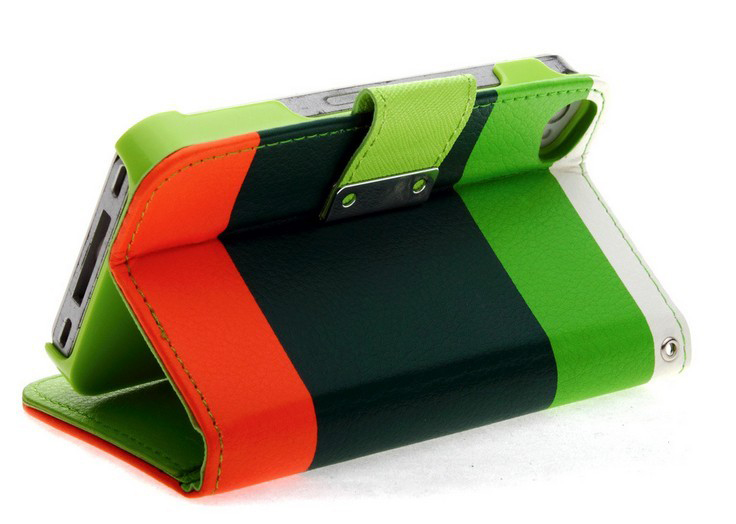 Apple hit color leather iphone 5/5 s three color bright beautiful following Apple mobile phone coat card wallet