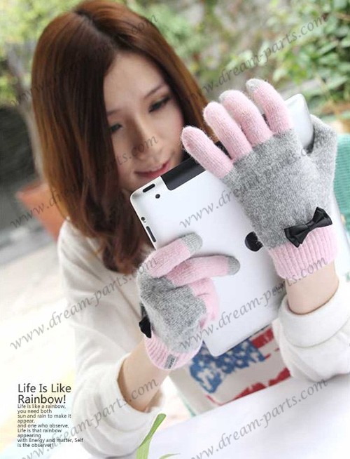 Lovely lady rabbit warm induction gloves